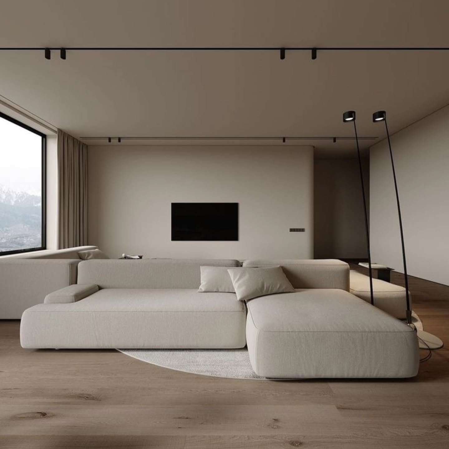 Minimal lounge with concealed joinery by Kaizen